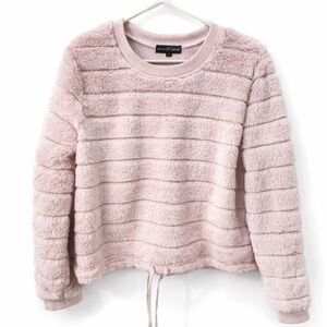 Almost Famous Large furry cozy Pink Ribbed cropped Sweater